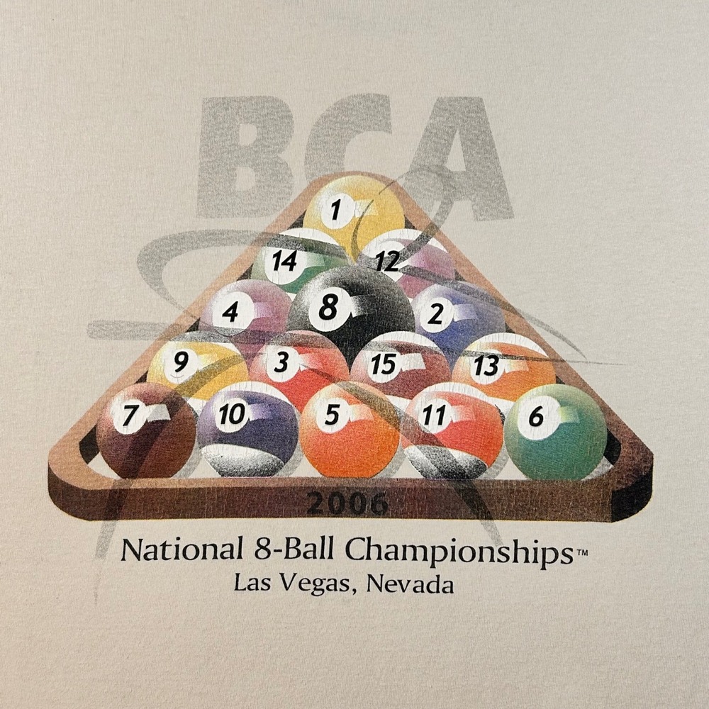BCA NATIONAL 8-BALL CHAMPIONSHIPS 2006 Las Vegas Size XL T-Shirt Tan